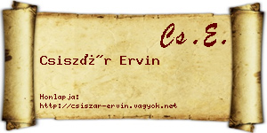 Csiszár Ervin névjegykártya