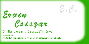 ervin csiszar business card